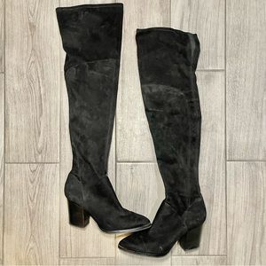 Marc Fisher | Suede Knee High Black Heeled Boots Size: 11
